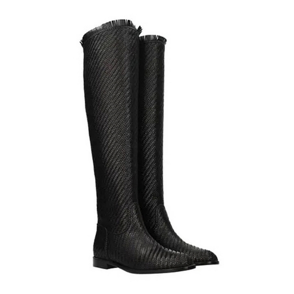 Christian Dior Black Global OTK Woven Intrecciato Riding Boot Size 38 ~ New! - Picture 5 of 10
